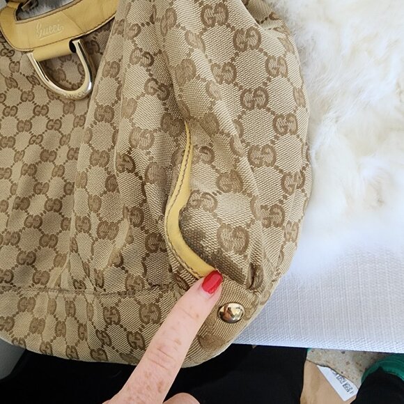 Gucci GG Canvas Abbey Line Purse Brown Beige Monogram Shoulder Bag Purse - Picture 9 of 16